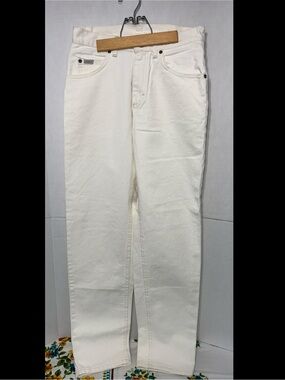 Vintage Lee Straight Jeans Relaxed Seat & Thigh Off-White Denim Tapered Leg FLAW